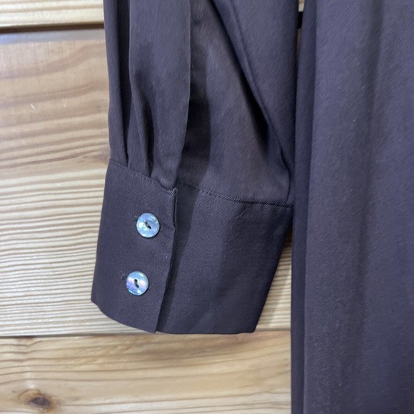 Soft Surroundings Quintessa Dress Small Brown Tencel Maxi LS Wrap V-Neck B84 - Picture 16 of 16